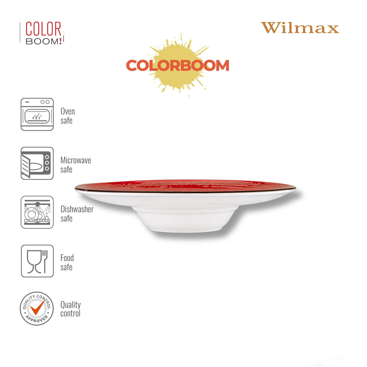 Wilmax Tiefer Teller Ø 24 cm 200 ml Rot aus Porzellan