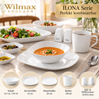 Wilmax Schale 1300 ml 21,5 × 21,5 cm Weiß aus Porzellan