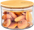 Wilmax Vorratsglas 400 ml mit Bambusdeckel 3er-Set Transparent