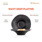 Wilmax Gewellte Servierplatte 30 cm 700 ml Schwarz aus Porzellan