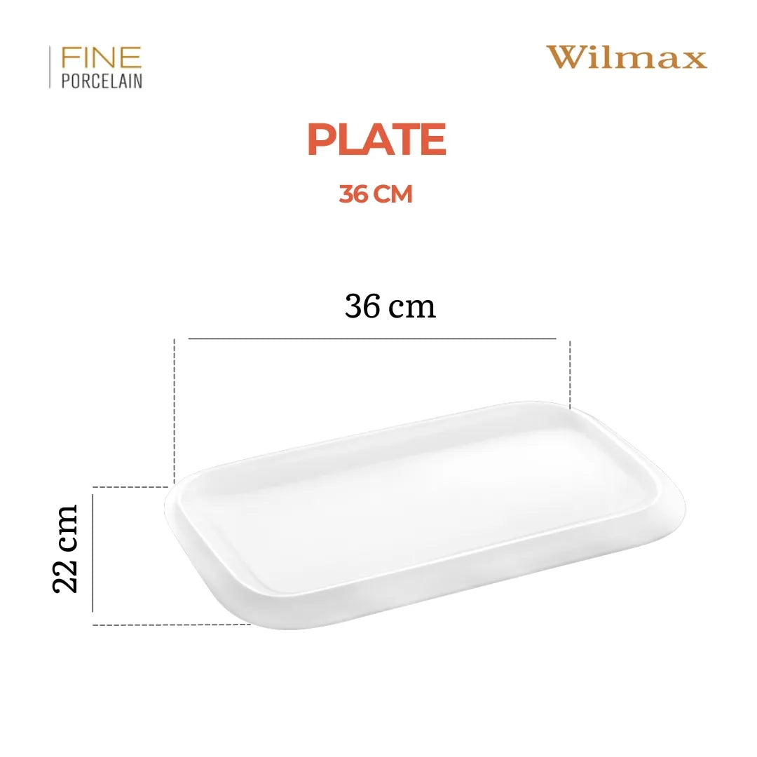 Wilmax Servierplatte 36 × 22 cm Weiß aus Porzellan