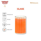 Wilmax Geriffeltes Glas 200 ml 6er-Set Transparent aus Borosilikatglas