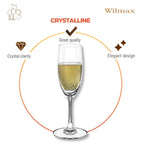 Wilmax Champagnerflöte 230 ml 6er-Set Transparent aus Wilmax Crystalline-Serie