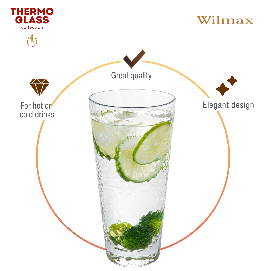 Wilmax Hammered Tumbler 450 ml Borosilikatglas Transparent WL-888630/A
