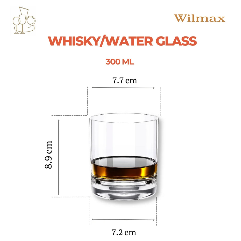 Wilmax Whiskyglas 300 ml 6er-Set Transparent aus Wilmax Crystalline-Serie