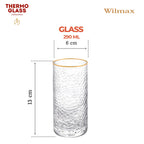 Wilmax Gehämmertes Glas 290 ml Transparent mit Goldrand aus Borosilikatglas