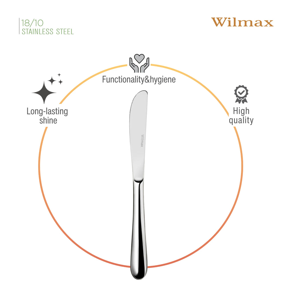 Wilmax Dessertmesser 20,5 cm Silber aus Edelstahl