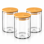 Wilmax Vorratsglas 600 ml mit Bambusdeckel für Küche und Vorrat 3er-Set