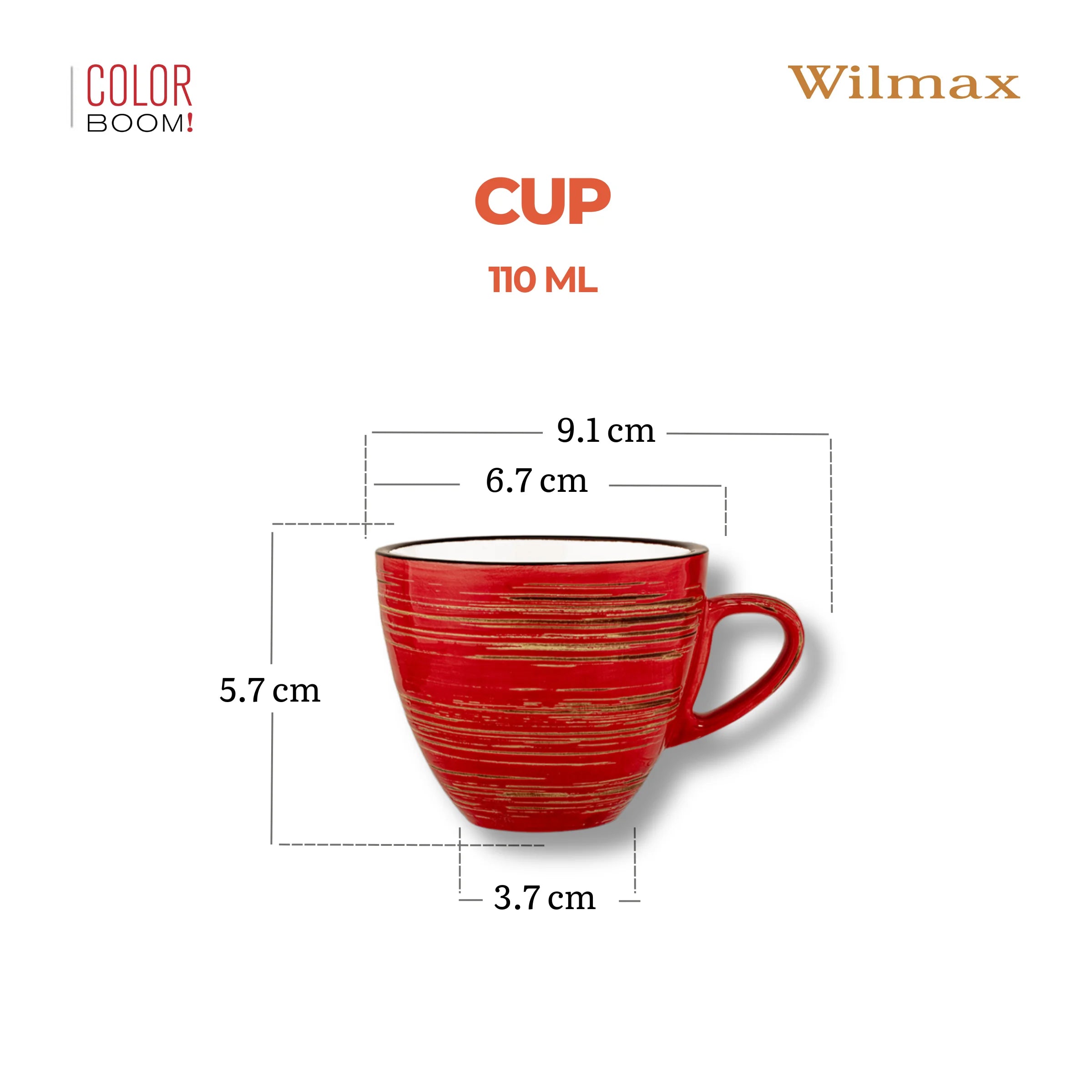 Wilmax Espressotasse 110 ml Rot aus Porzellan