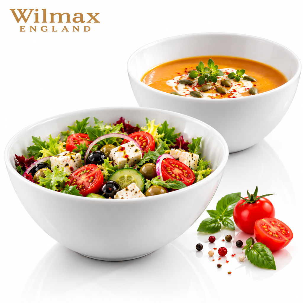 Wilmax Schale 14 cm 600 ml 2er-Set Weiß aus Porzellan