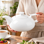 Wilmax Kaffee- und Teekanne mit integriertem Ausgusssieb 2250 ml Weiß aus Porzellan