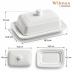 Wilmax Butterdose mit Deckel 18,5 × 12,5 × 7,5 cm Weiß aus Porzellan