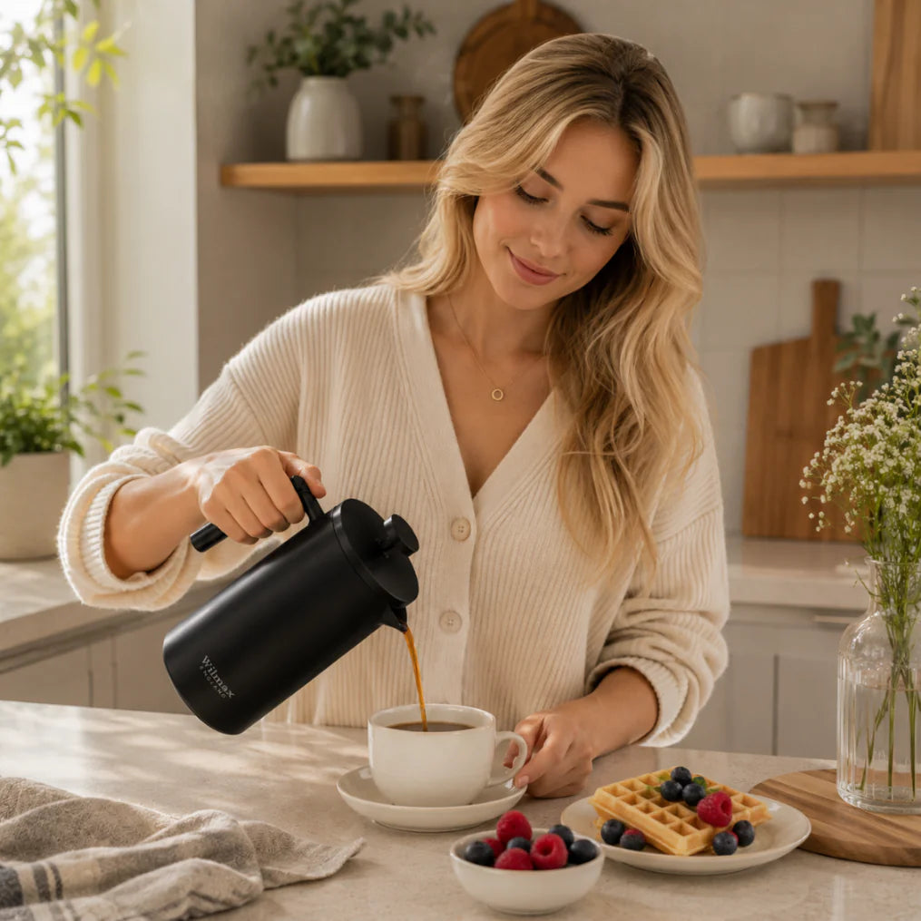 Wilmax French Press 1000 ml aus Edelstahl
