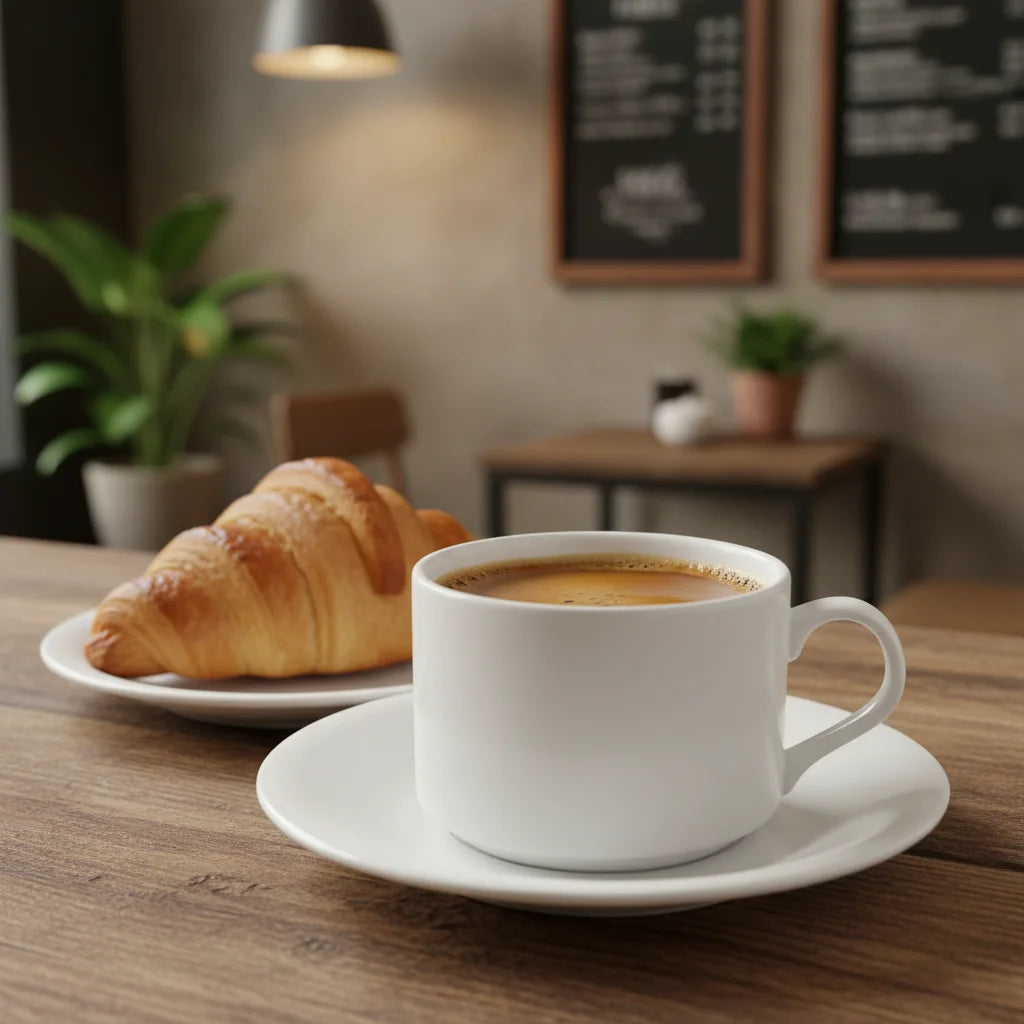 Wilmax Tasse mit Untertassen 160 ml 2er-Set Weiß aus Porzellan