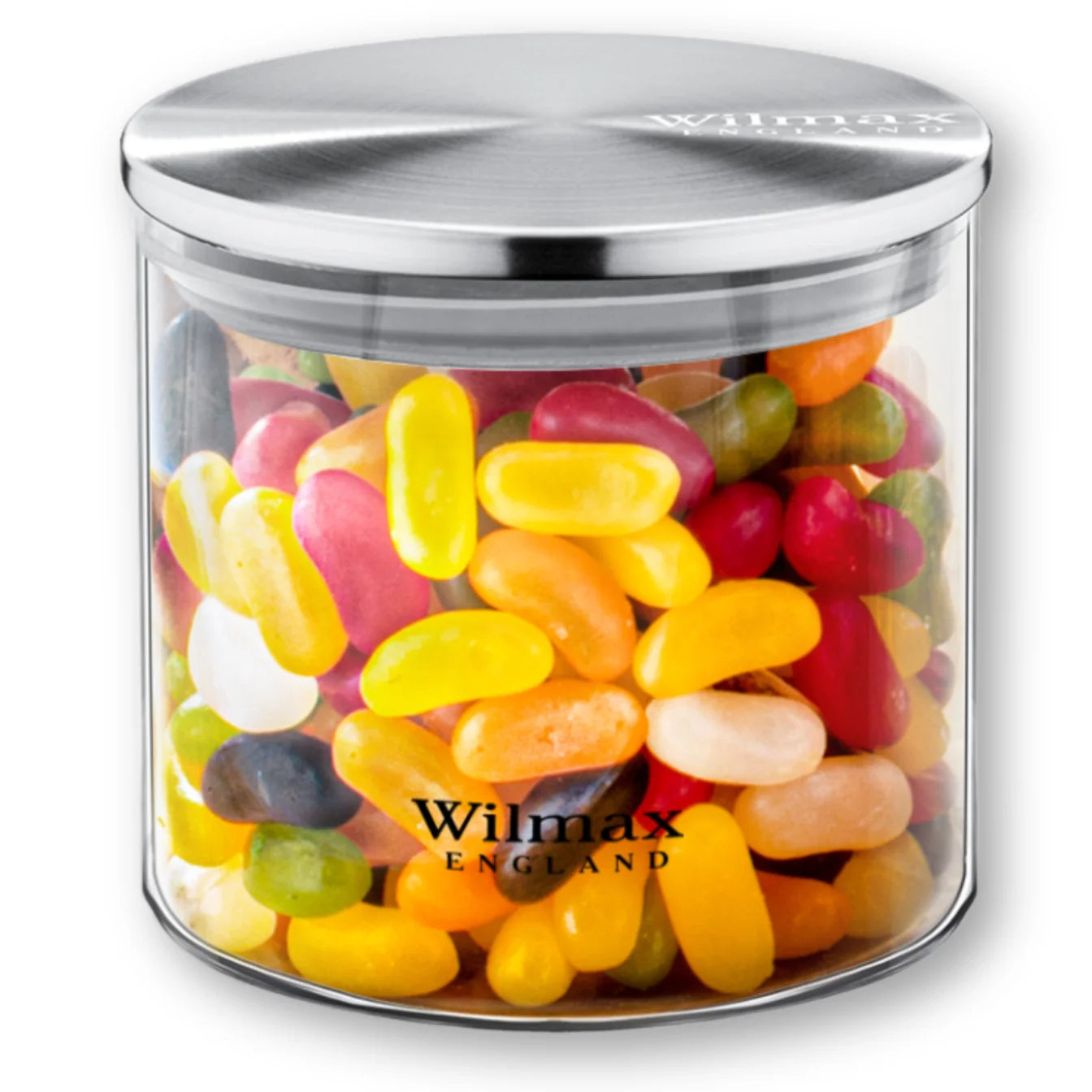 Wilmax Vorratsglas 760 ml mit Edelstahldeckel Transparent