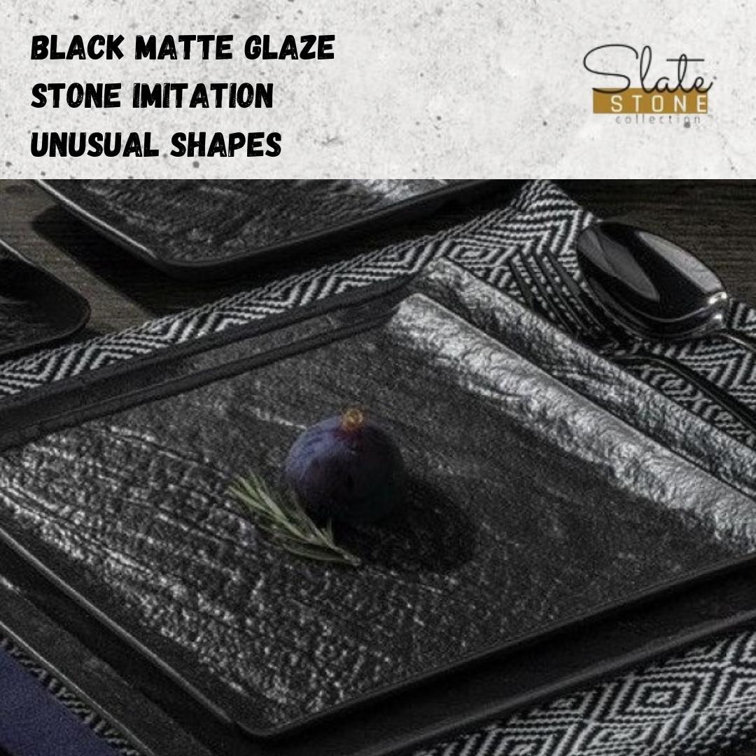 Wilmax Quadratische Servierplatte 13 × 13 cm Schwarz aus Porzellan