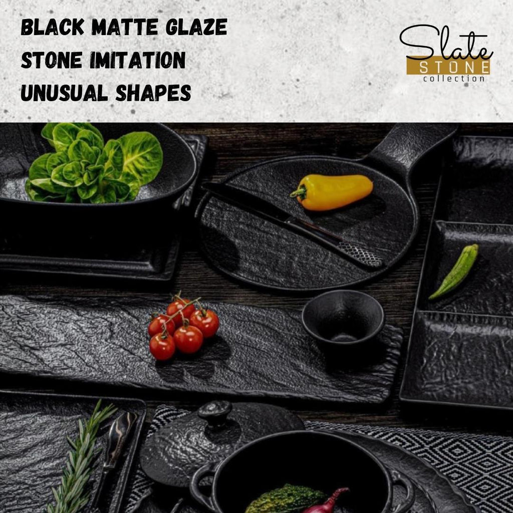 Wilmax Ovale Schale 25 x 16.5 x 6 cm 2er Set SlateStone Schwarz WL-661120/A2