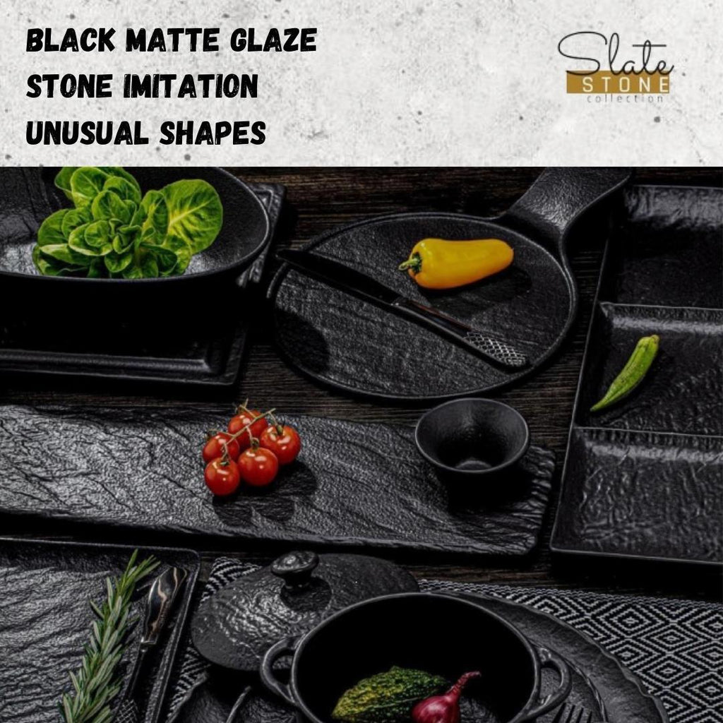 Wilmax Ovale Schale SlateStone Schwarz 13 x 10 x 6 cm Porzellan WL-661118/A