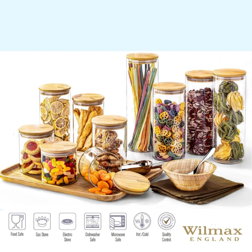 Wilmax Vorratsglas 1500 ml mit Bambusdeckel Transparent