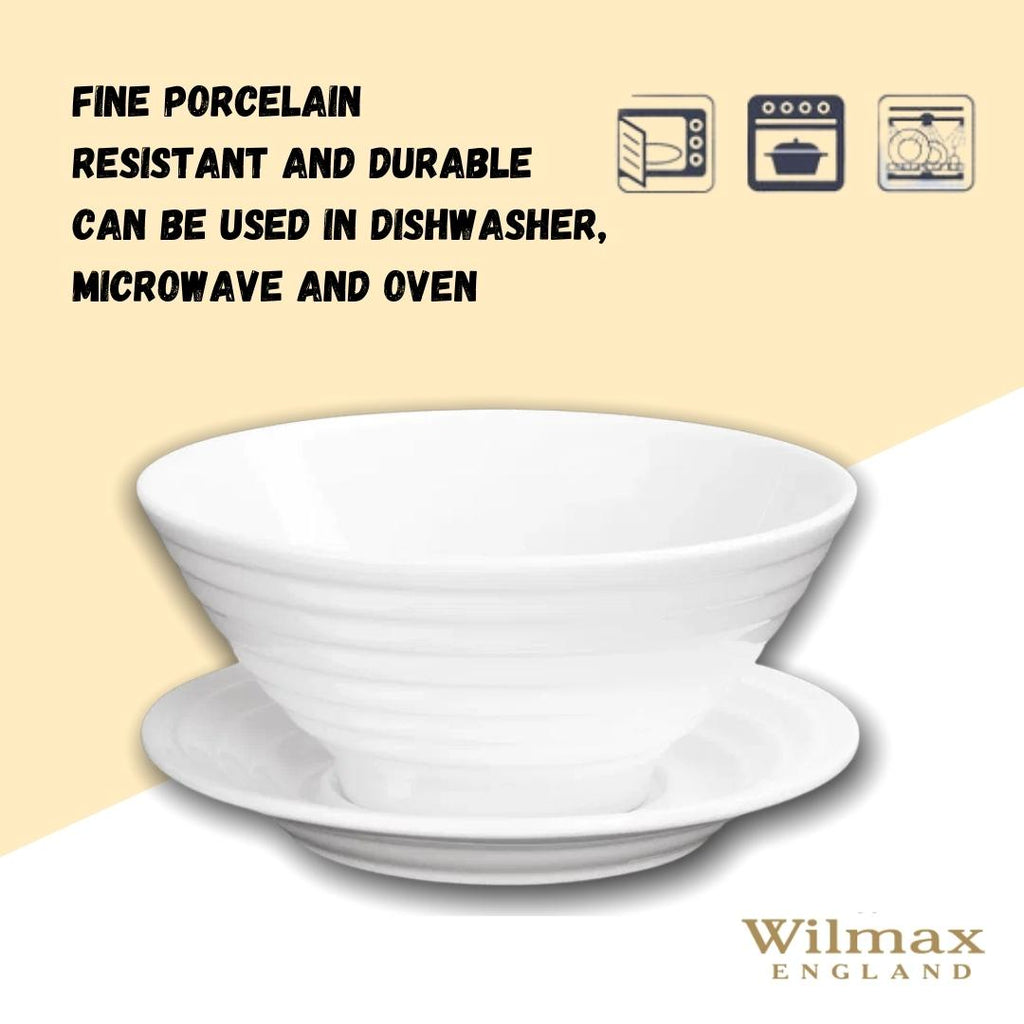 Wilmax Schale mit Untertasse 545 ml Weiß aus Porzellan