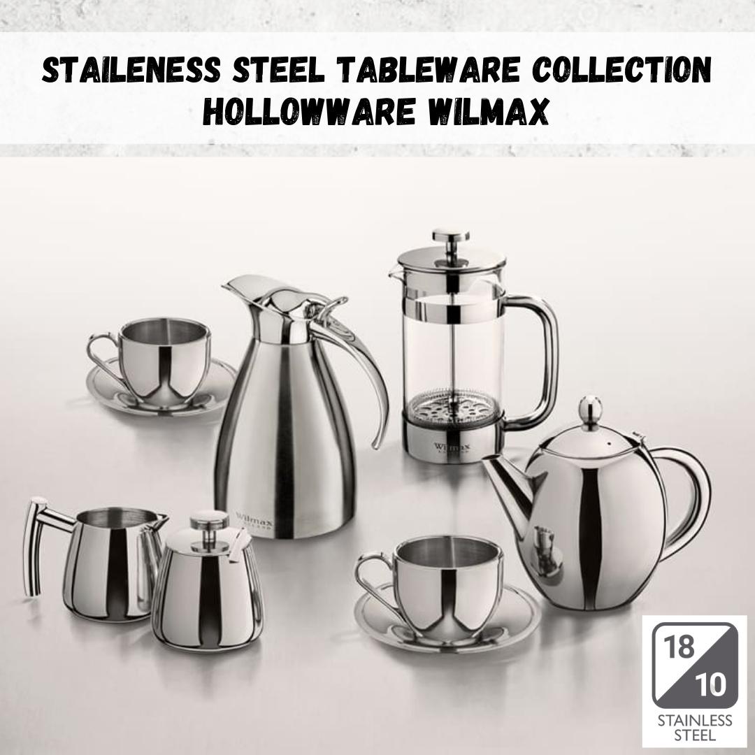 Wilmax Doppelwandige Teekanne 1200 ml Silber aus Edelstahl