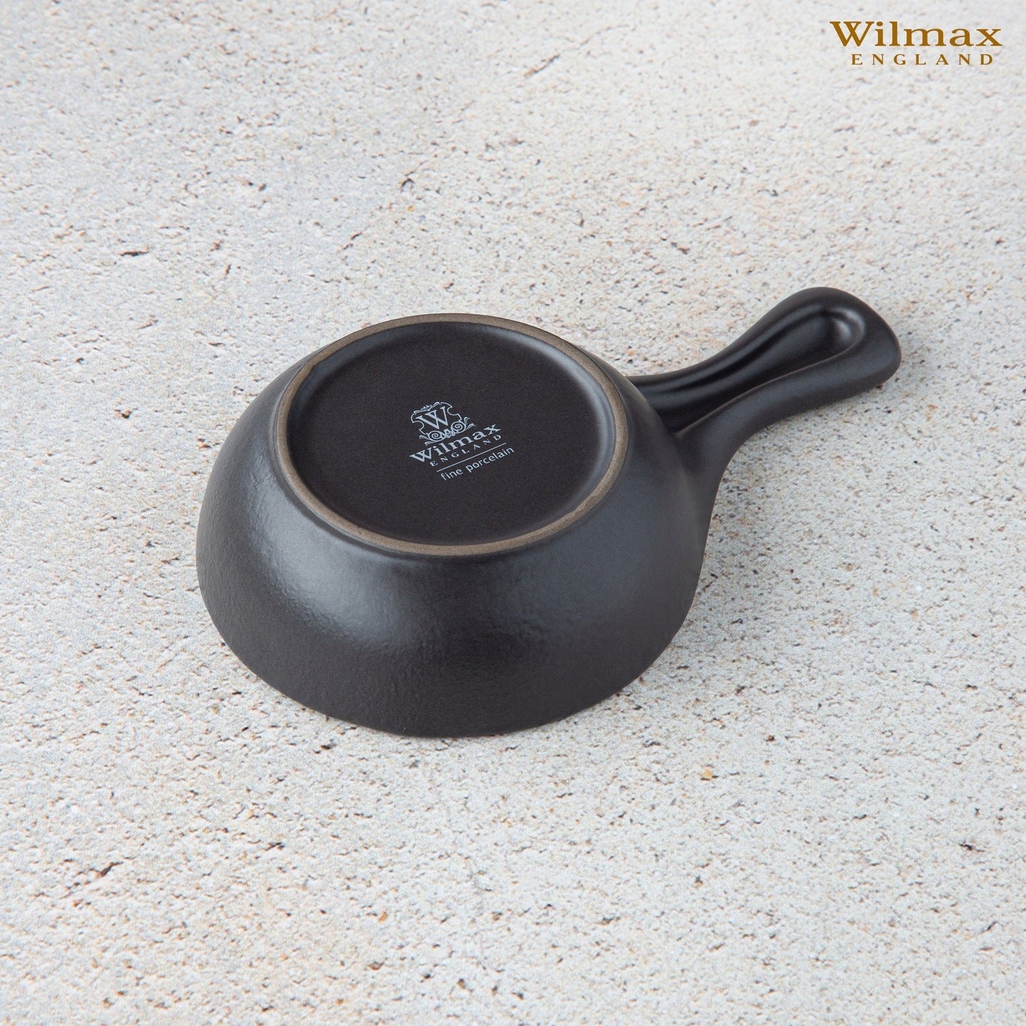 Wilmax Backform mit Griff 24 × 15 cm 500 ml Schwarz aus Porzellan