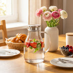 Wilmax Krug 2500 ml mit Edelstahldeckel und Filter Transparent aus Thermoglas