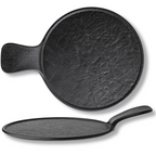 Wilmax Runde Servierplatte mit Griff 30,5 × 21,5 cm Schwarz aus Porzellan