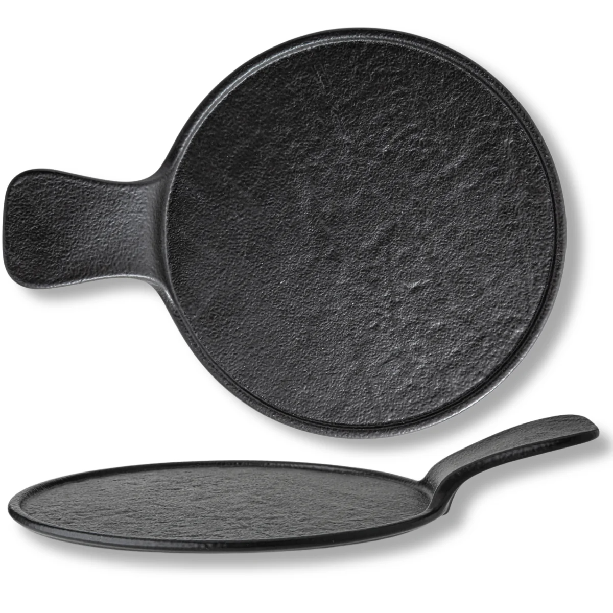 Wilmax Runde Servierplatte mit Griff 30,5 × 21,5 cm Schwarz aus Porzellan