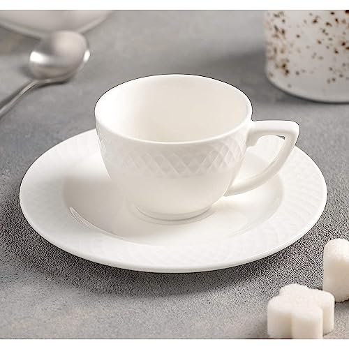 Wilmax WL-880107/AB Porzellan Kaffeetassen- und Untertassen-Set, Weiss, 90mL Kapazität