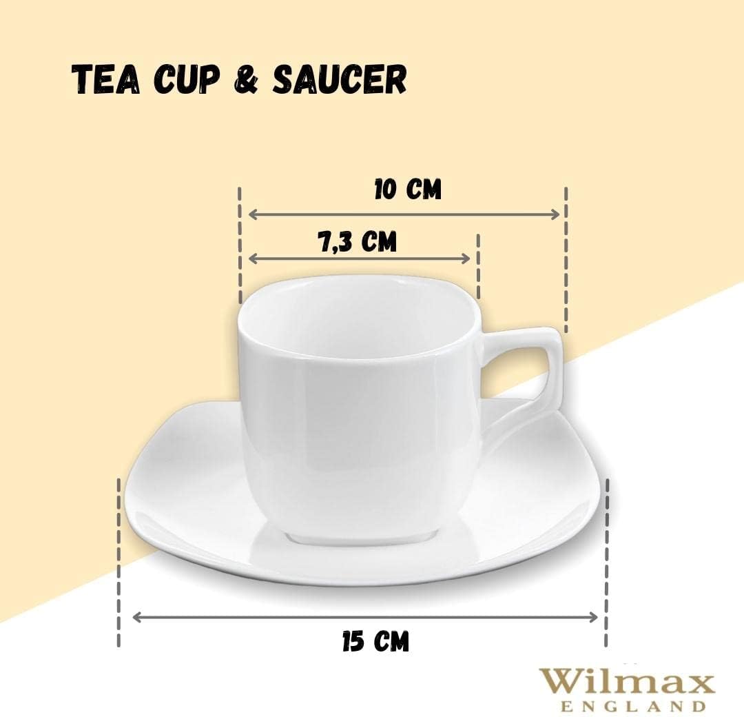 Wilmax Tee Tasse & Untertasse 200 ml aus Porzellan quadratisch WL-993003/AB