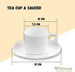 Wilmax Tee Tasse & Untertasse 200 ml aus Porzellan quadratisch WL-993003/AB