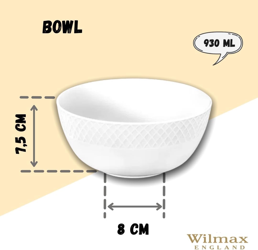 Wilmax Schale 930 ml 16 cm Weiß aus Porzellan