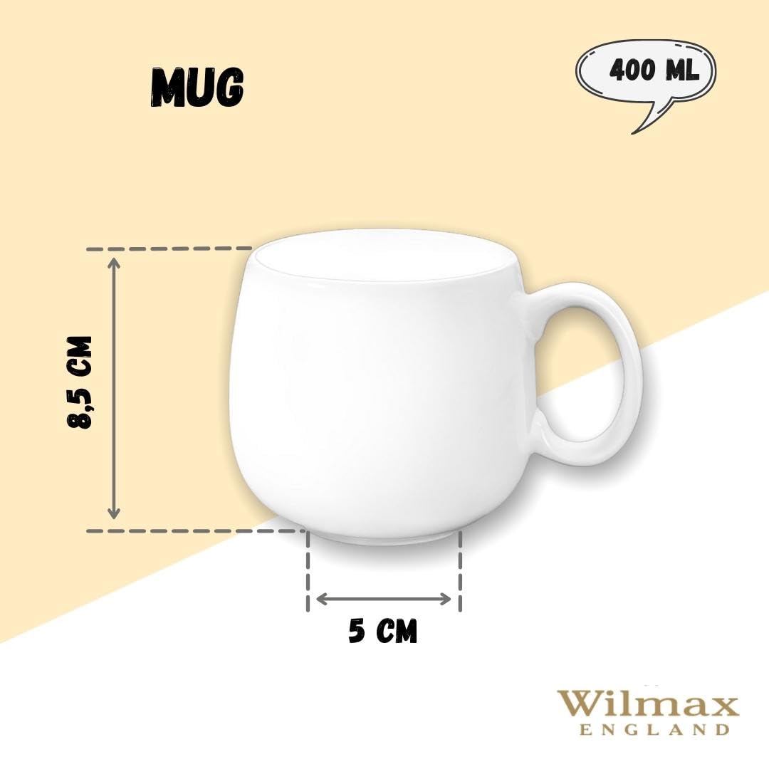 Wilmax WL-993084/A Porzellan Becher, Weiss, 400mL Kapazität