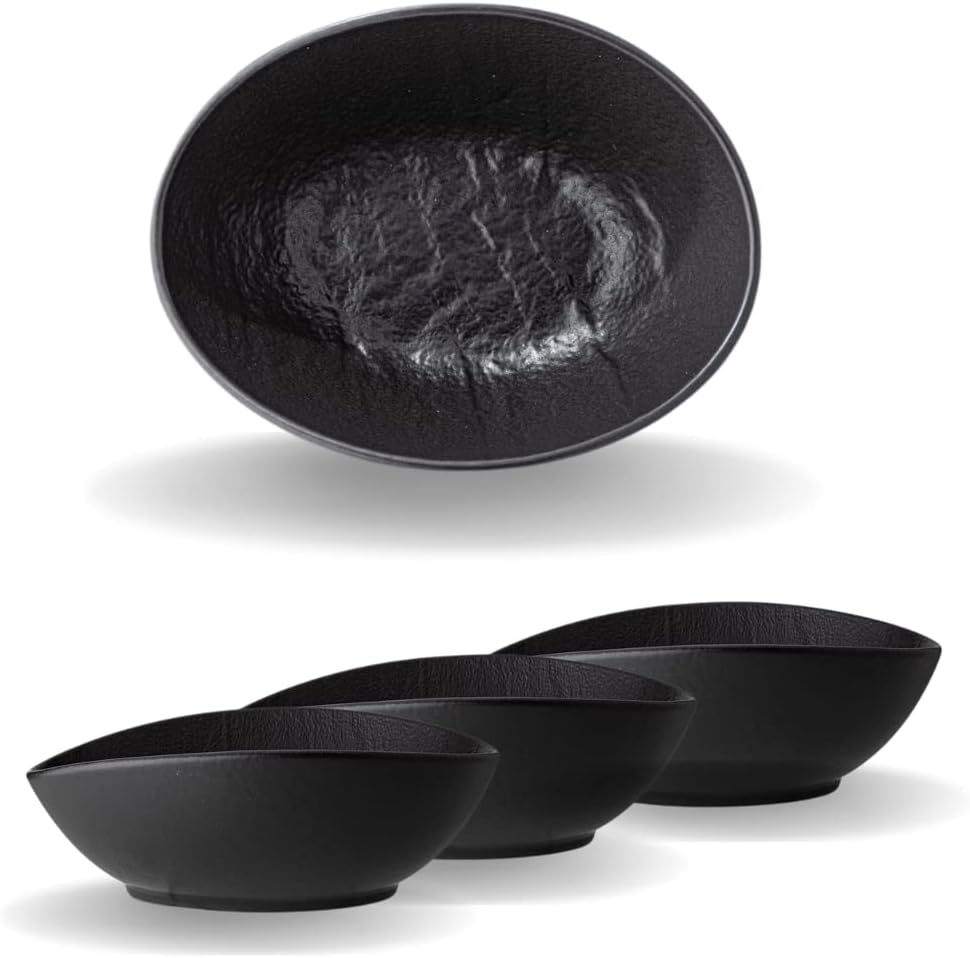 Wilmax Ovale Schale 19 x 15 x 6 cm 3er Set SlateStone Schwarz WL-661119/A3
