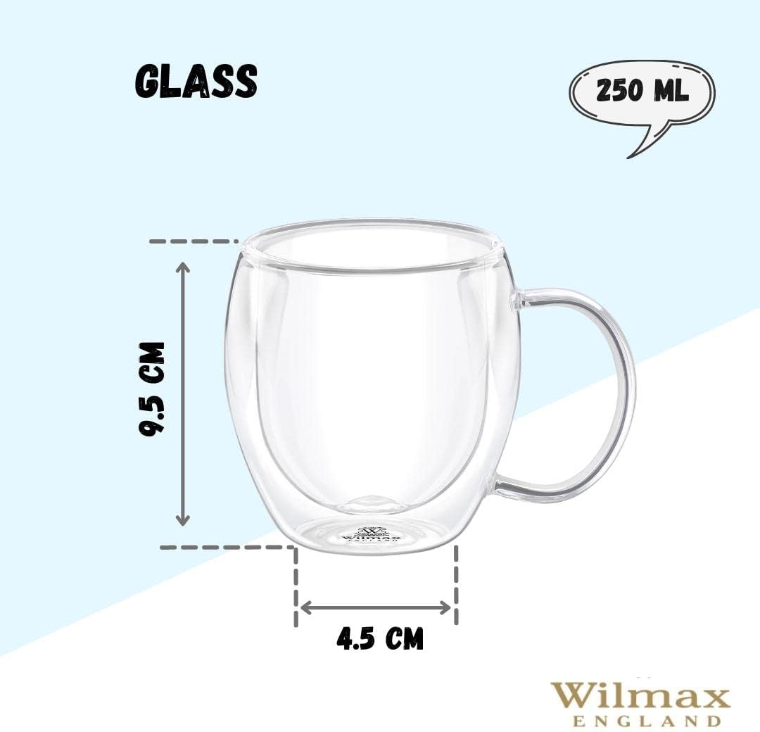Wilmax Doppelwandiger Glasbecher 250 ml 6er Set WL-888746/A6