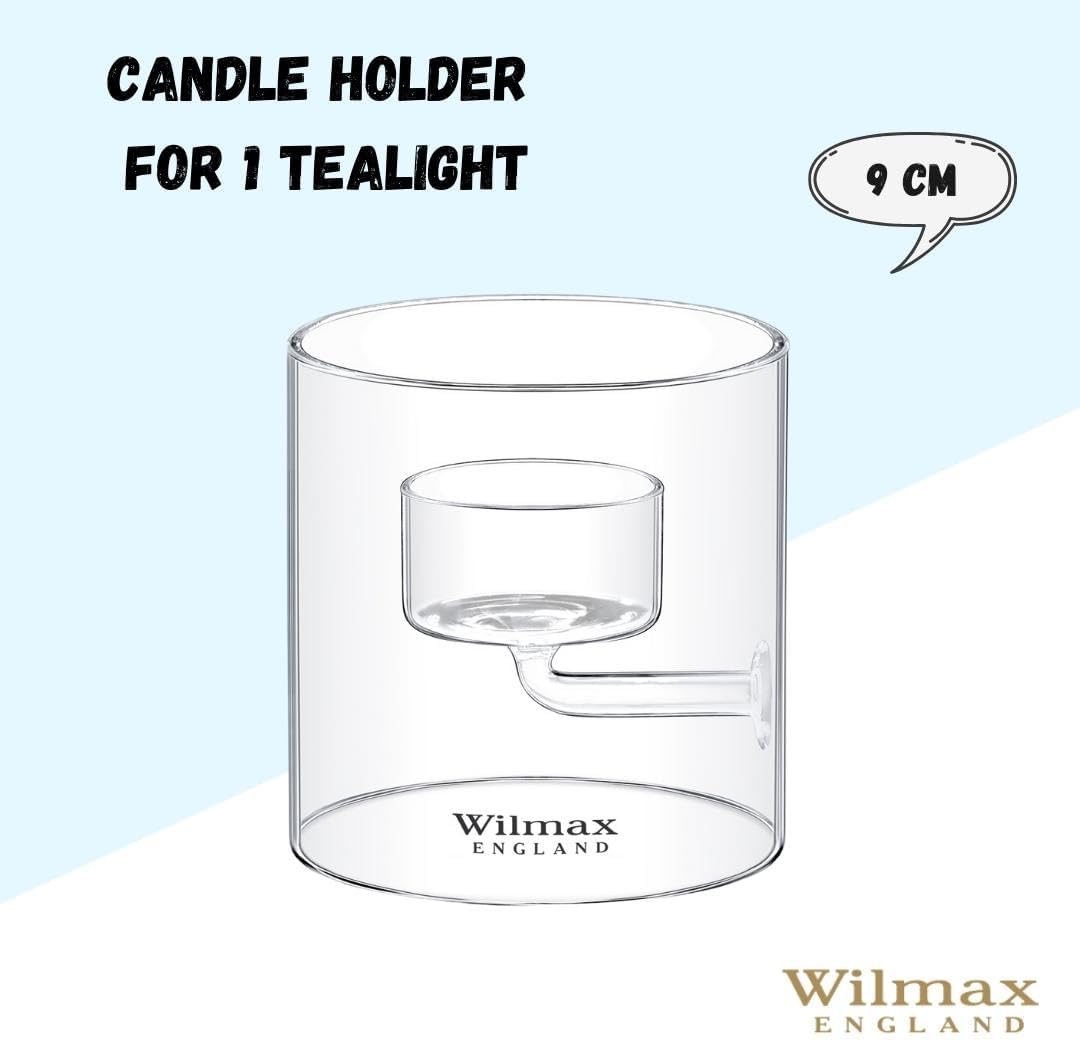 Wilmax Teelichthalter 9 cm Glas Transparent WL-888904/A