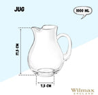 Wilmax Karaffe (1000ml) mit 6 Gläsern(540ml) Kristallglas Set WL-888370/1C-888022/A6