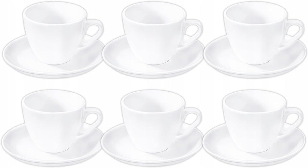 Wilmax Tasse mit Untertasse 190 ml 6er-Set Weiß aus Porzellan