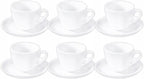 Wilmax Tasse mit Untertasse 190 ml 6er-Set Weiß aus Porzellan