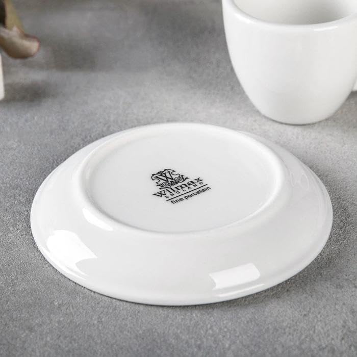 Wilmax Espressotasse mit Untertasse 75 ml 6er-Set Weiß aus Porzellan