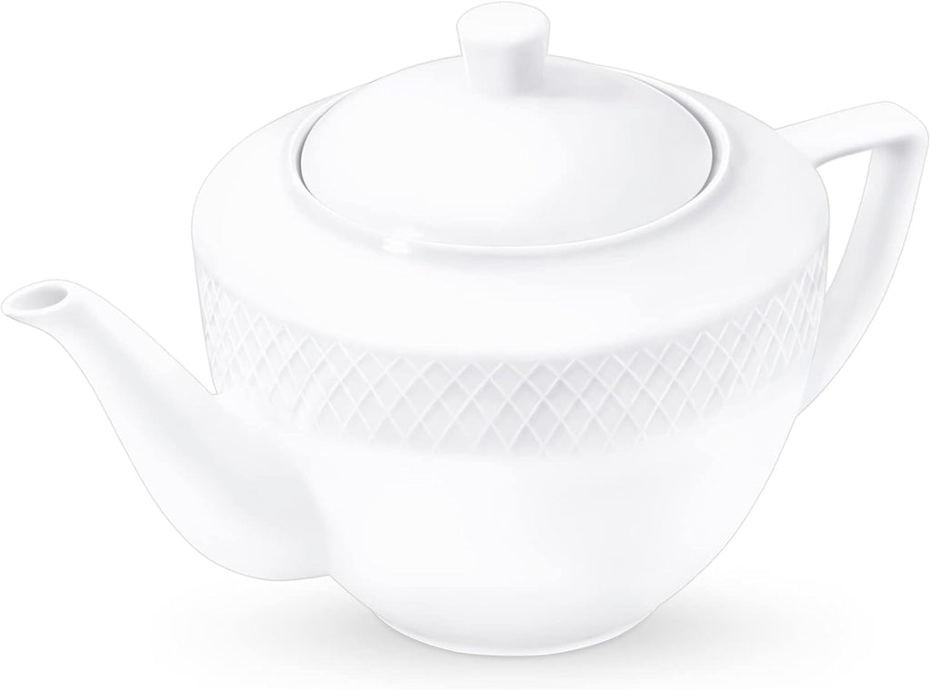 Wilmax Kaffee- und Teekanne mit integriertem Ausgusssieb mit integriertem Ausgusssieb 900 ml Weiß aus Porzellan