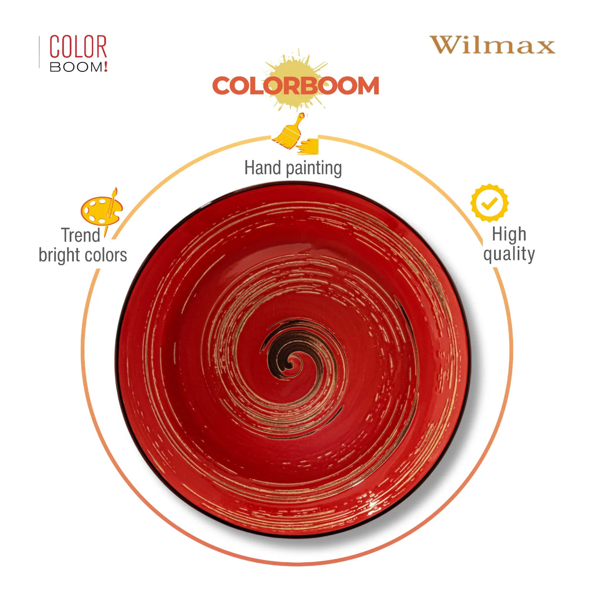 Wilmax Tiefer Teller 25,5 cm 350 ml Rot aus Porzellan