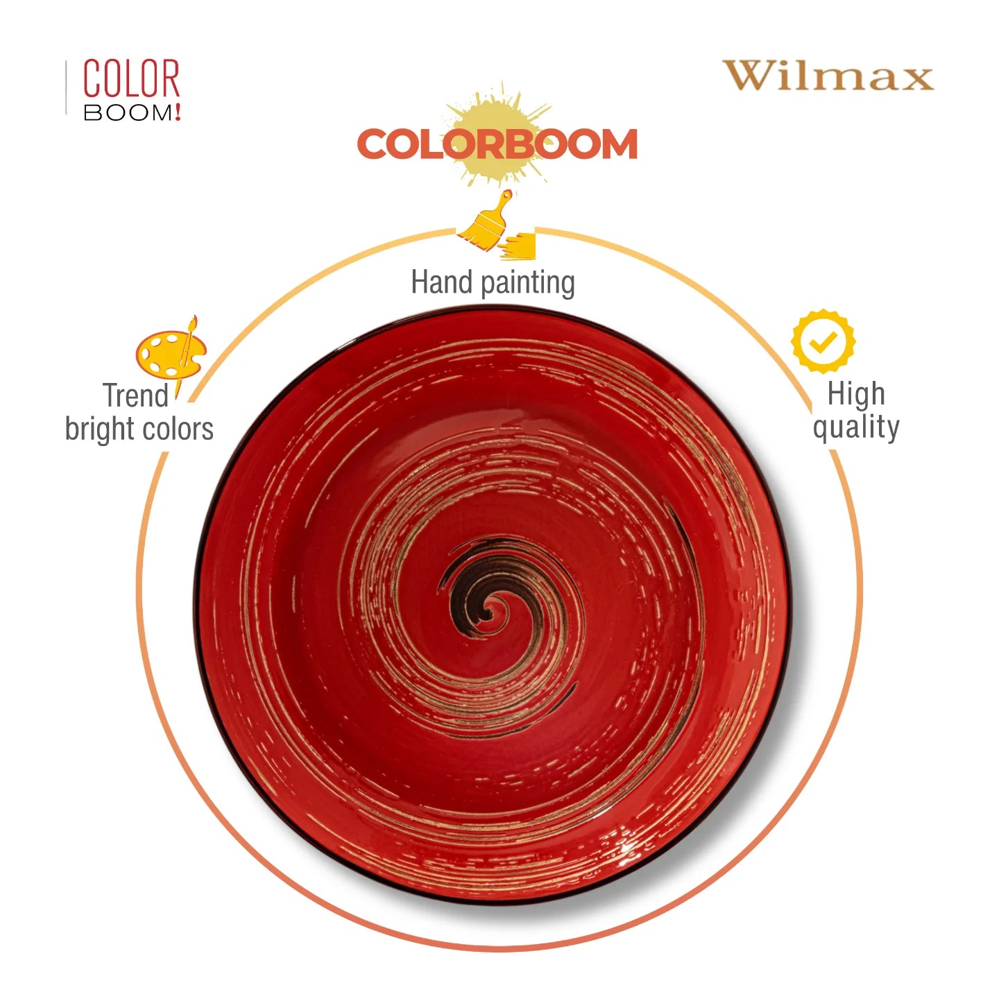 Wilmax Tiefer Teller 25,5 cm 350 ml Rot aus Porzellan