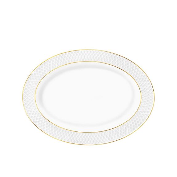 Wilmax Ovale Servierplatte 35 × 25 cm Weiß mit Goldrand aus Porzellan