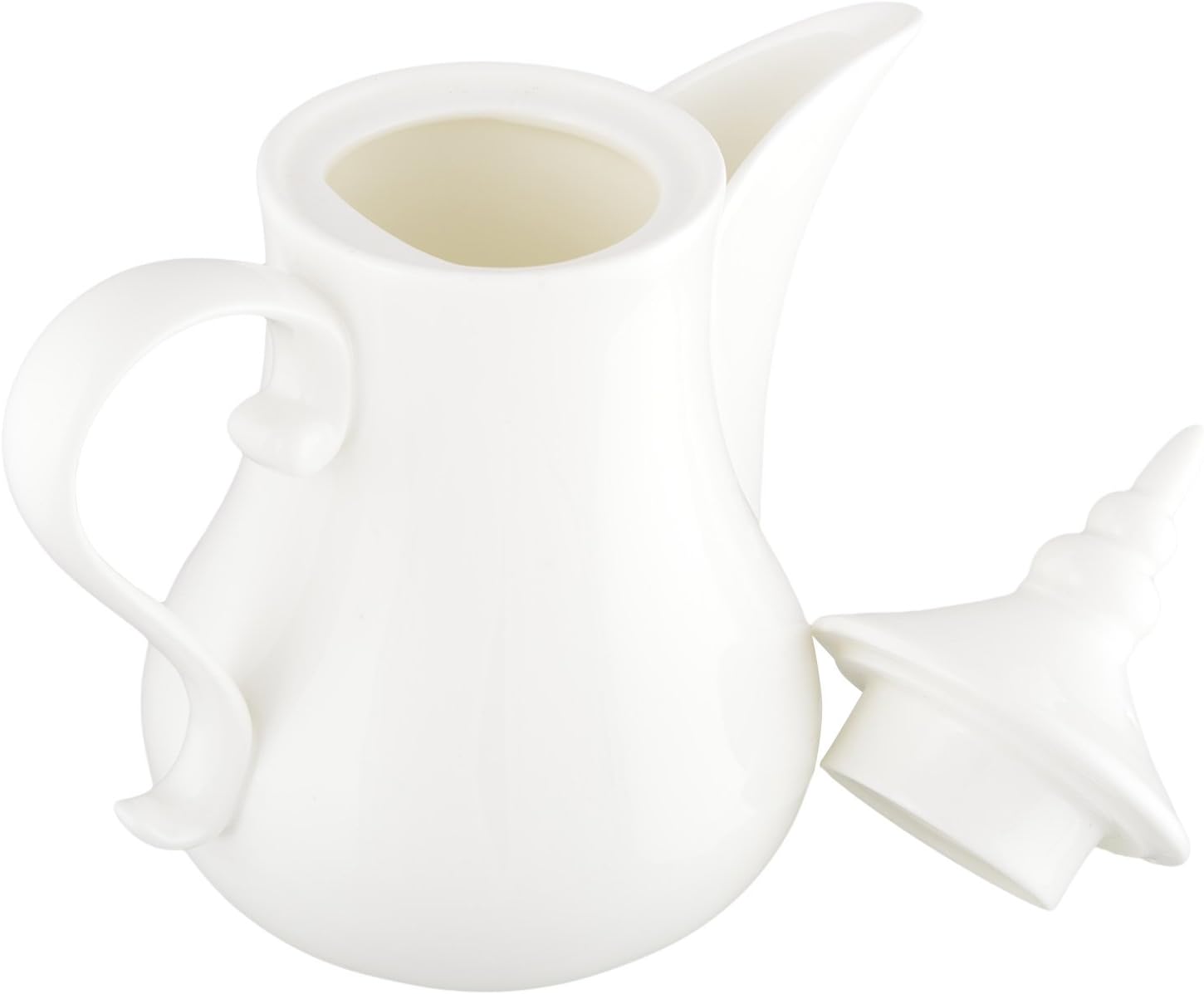 Wilmax Arabische Kaffee- und Teekanne mit integriertem Ausgusssieb 1000 ml Weiß aus Porzellan