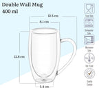 Wilmax Doppelwandiger Becher 4er-Set (2x 400 ml / 2x 250 ml) Transparent