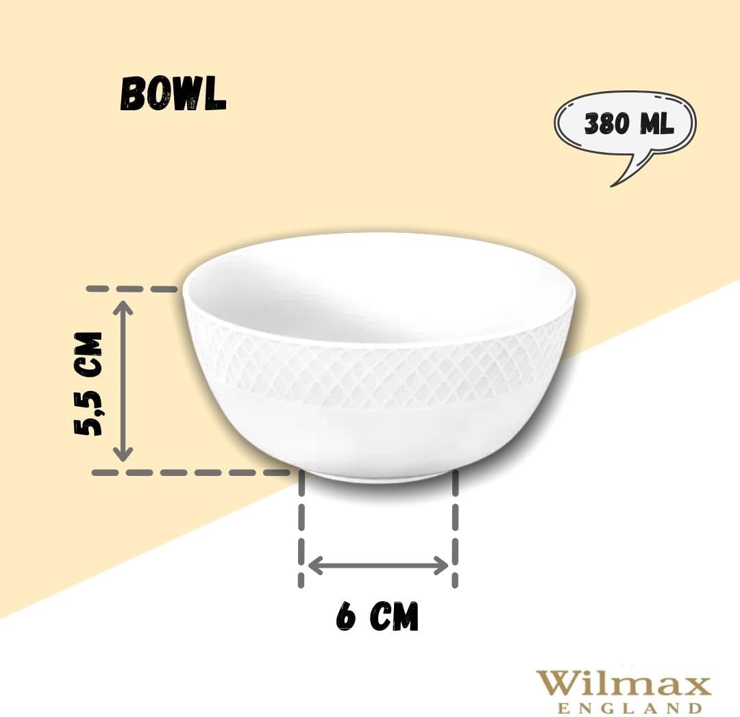 Wilmax Schale 12 cm 380 ml 6er-Set Weiß aus Porzellan