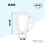 Wilmax Doppelwandiger Glasbecher 300 ml 6er-Set Transparent