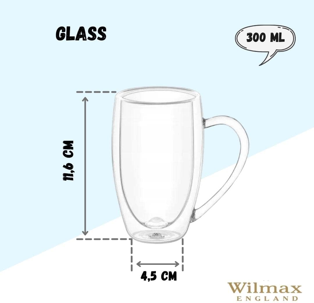 Wilmax Doppelwandiger Glasbecher 300 ml 6er-Set Transparent